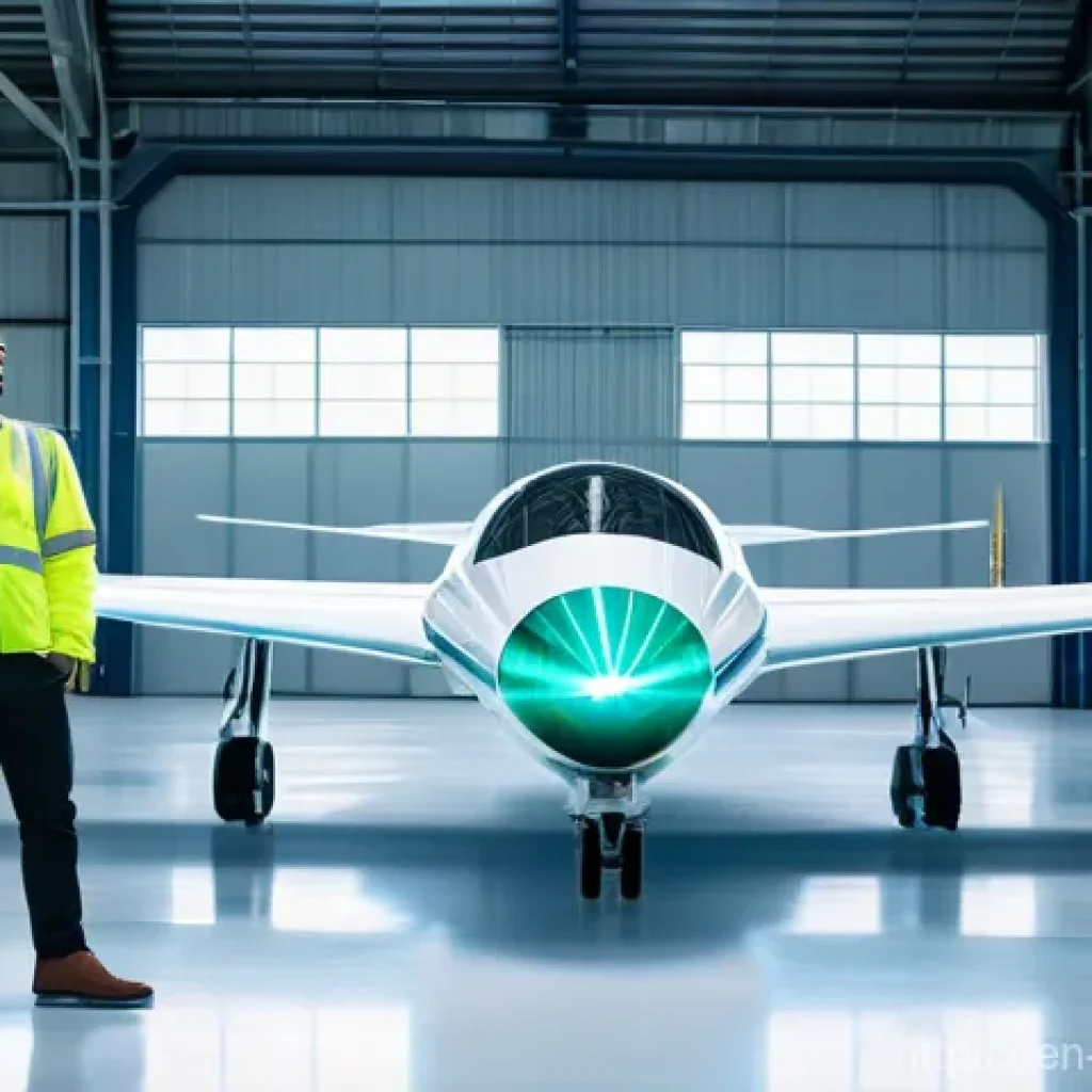 기계공학 항공기설계 - **Prompt:** A group of diverse, enthusiastic engineers, both male and female, stand proudly beside a...