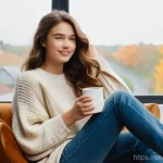 기계공학 고온금속기술 - **Prompt:** A young woman, approximately 20 years old, with long, wavy brown hair, is sitting comfor...