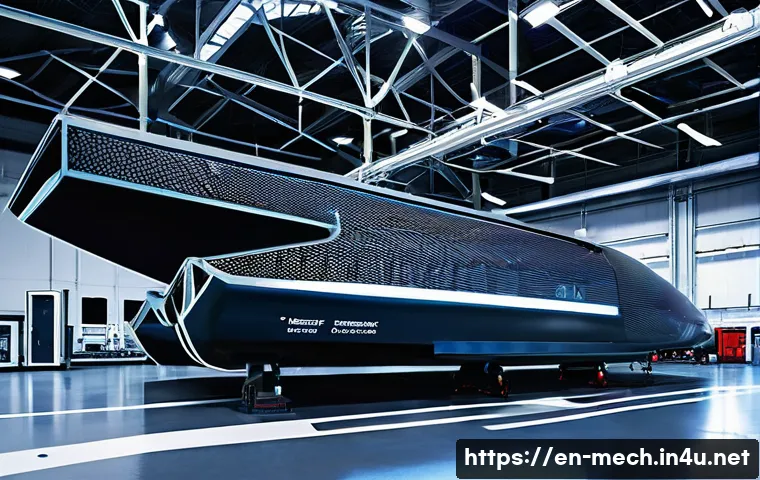 기계공학 복합재료 - **Prompt:** A high-definition, realistic image showcasing the interior of a cutting-edge aerospace m...